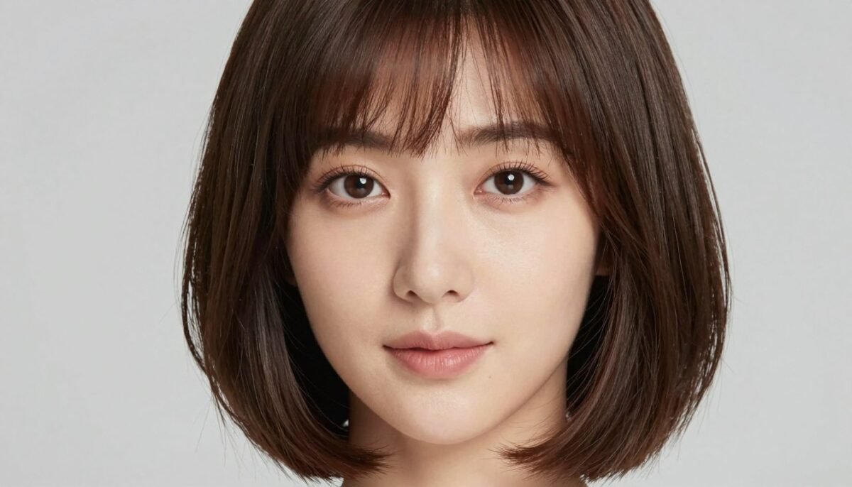Heart face shape with chin-length bob haircut