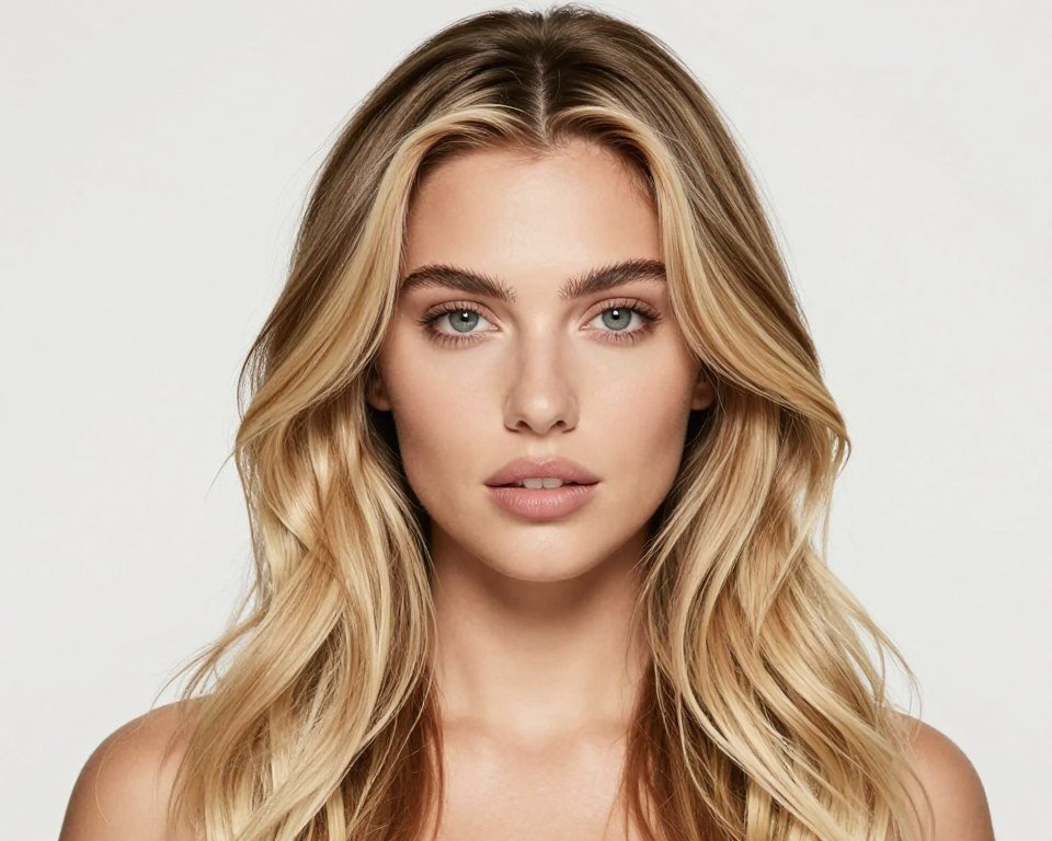 Heart-shaped face with balancing balayage placement