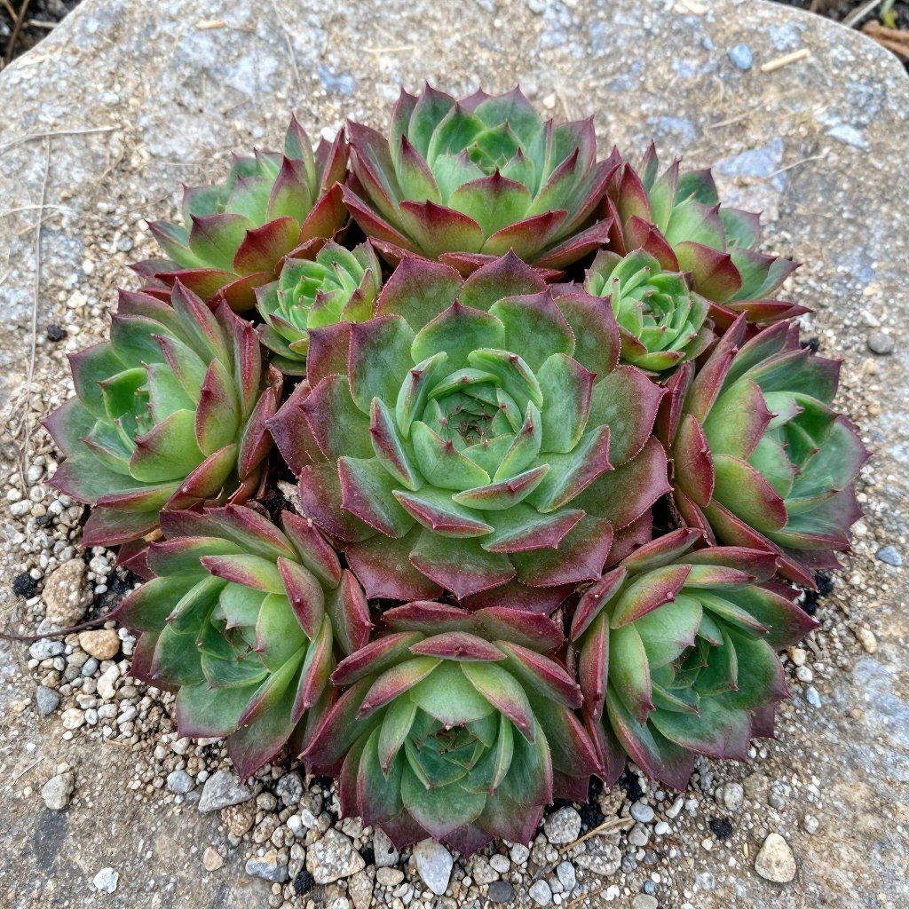 Hens and chicks succulent rosettes