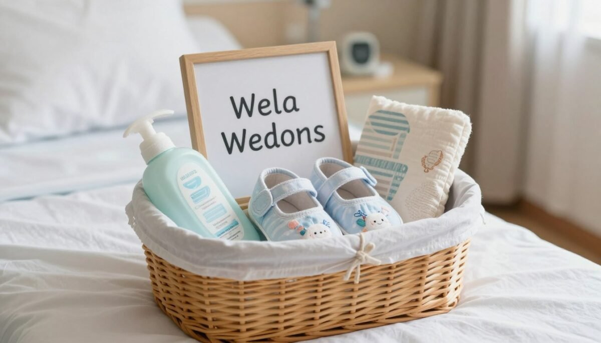 Hospital nursery welcome basket with baby items
