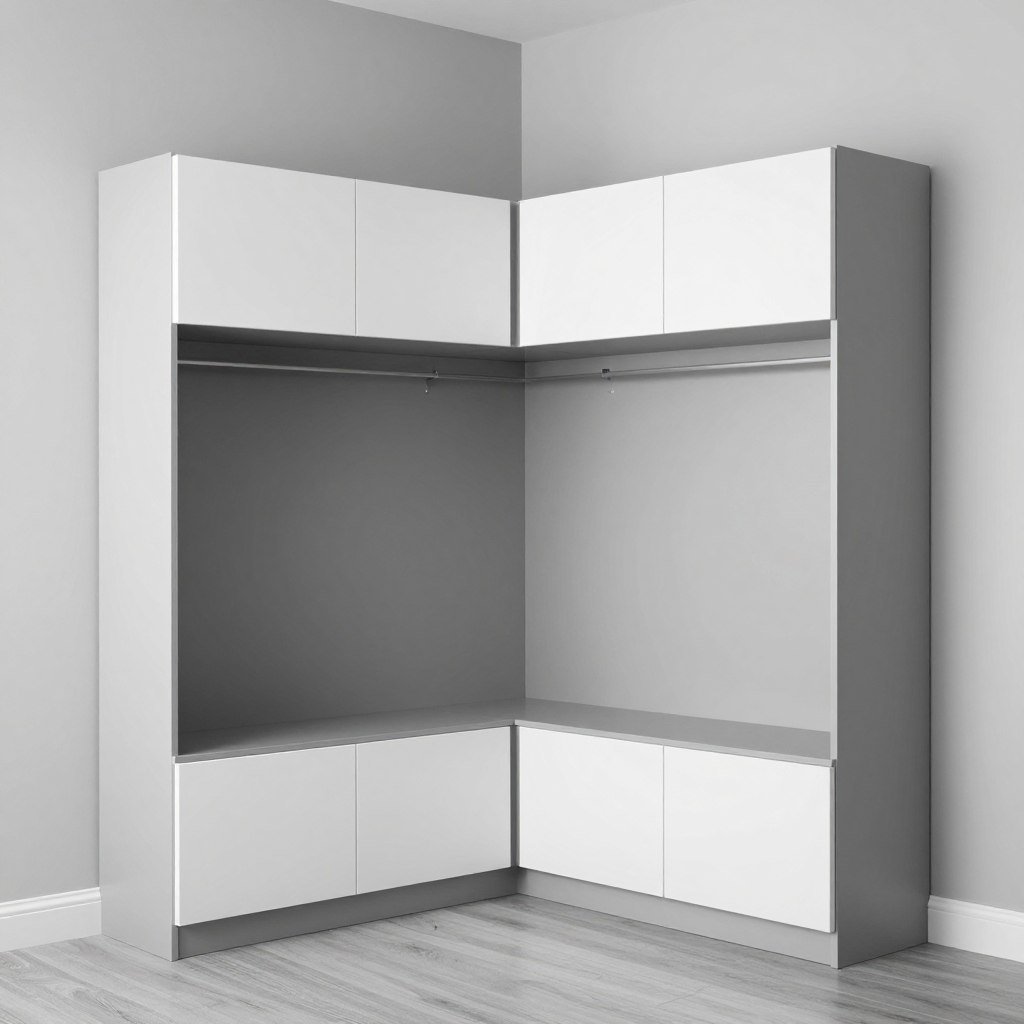 IKEA EKET cabinets arranged in corner mudroom configuration