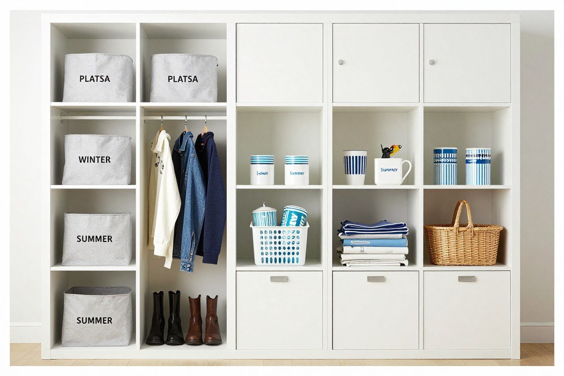 IKEA PLATSA modular mudroom with seasonal organization