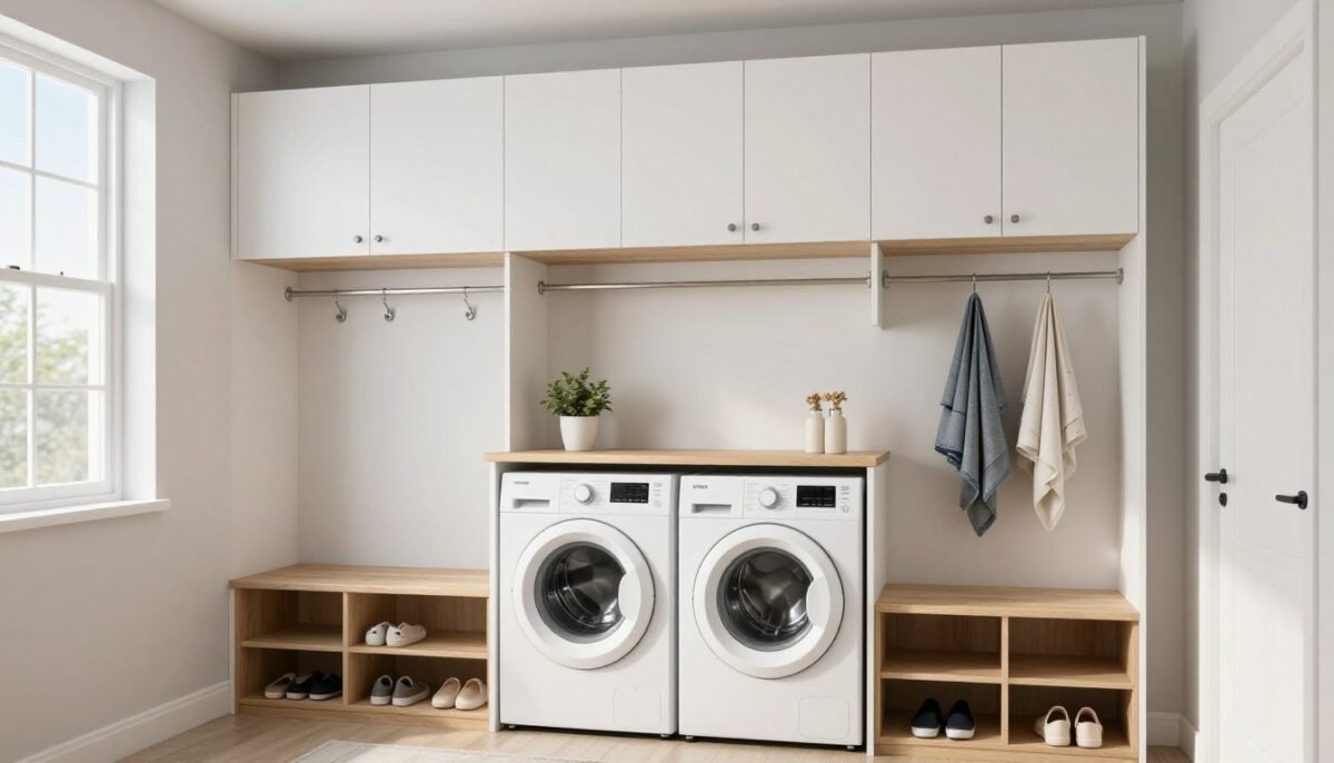 IKEA mudroom and laundry room combination design