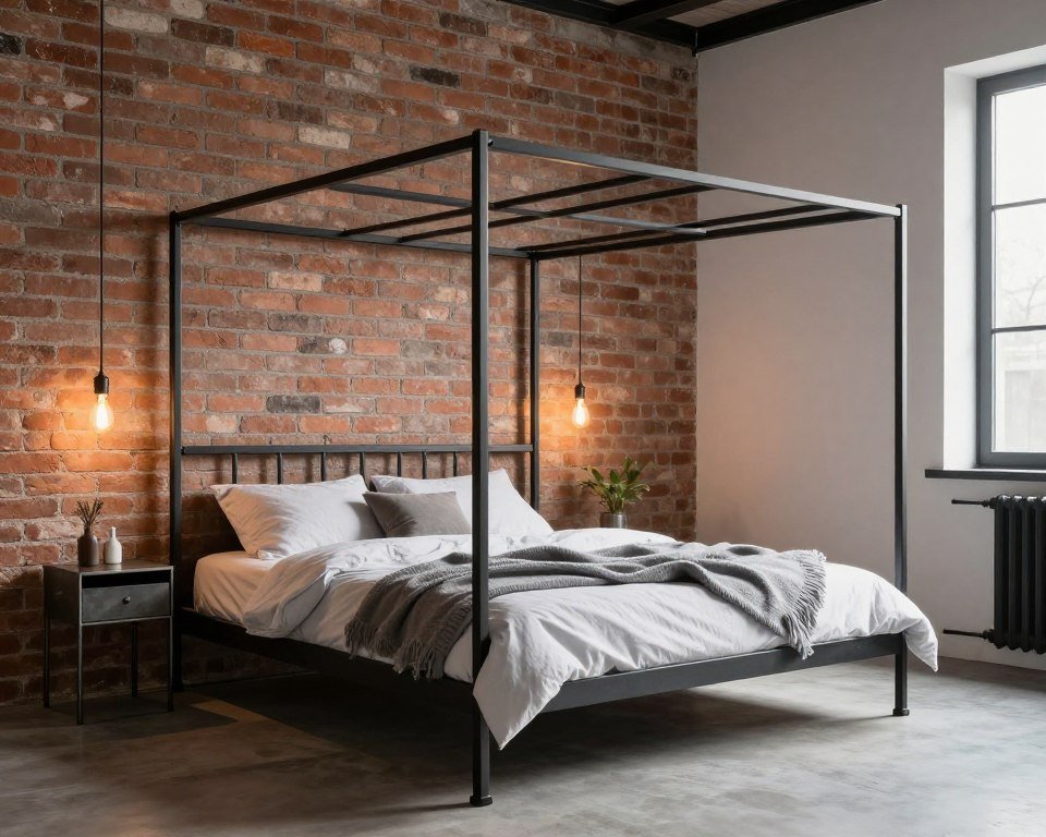 Industrial bedroom in 16x40 shed house