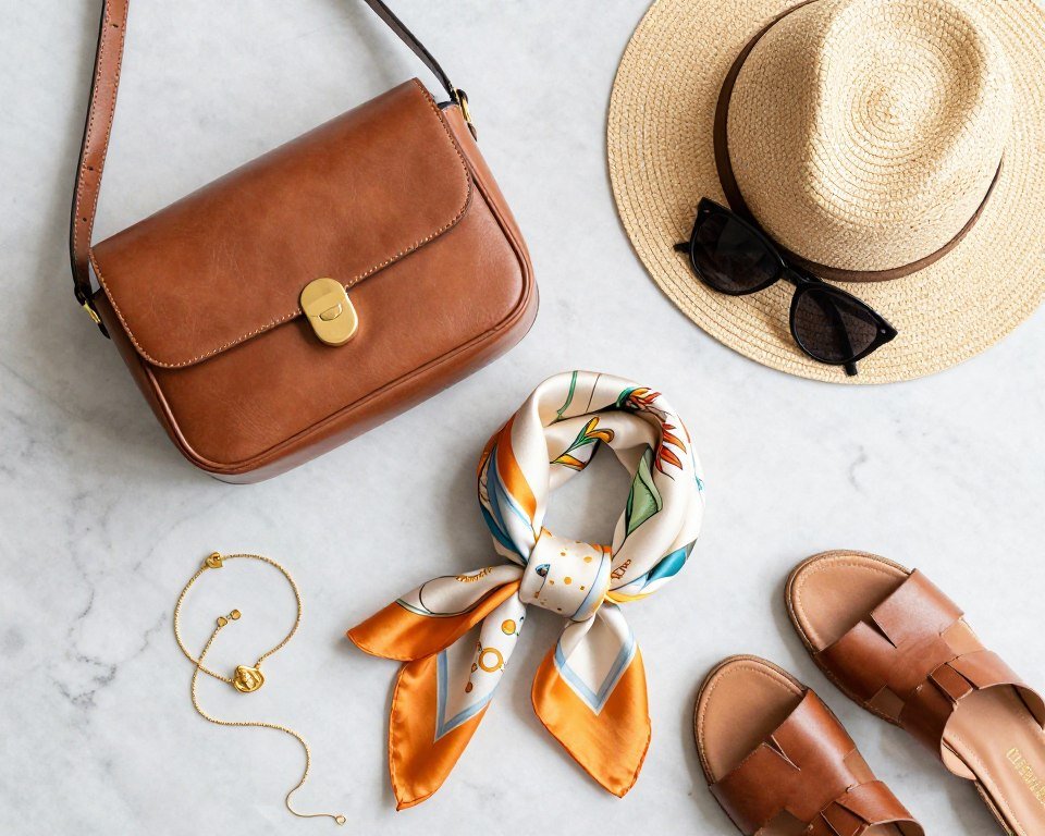 Italian spring fashion accessories flat lay