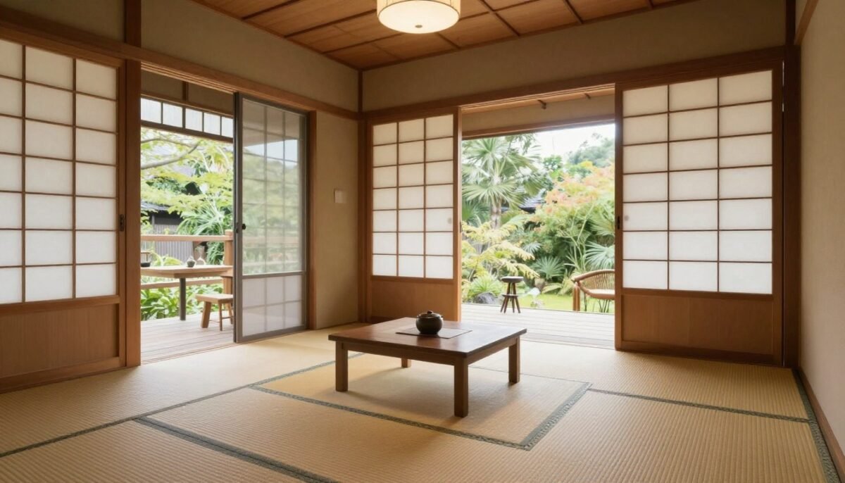 Japanese zen interior design in 16x40 shed house