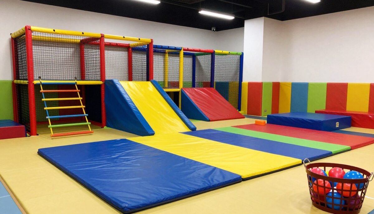 Kids active play area with IKEA soft mats