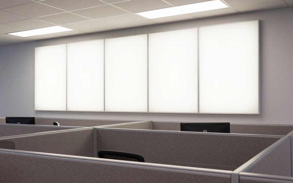 LED light panel mimicking natural daylight in cubicle