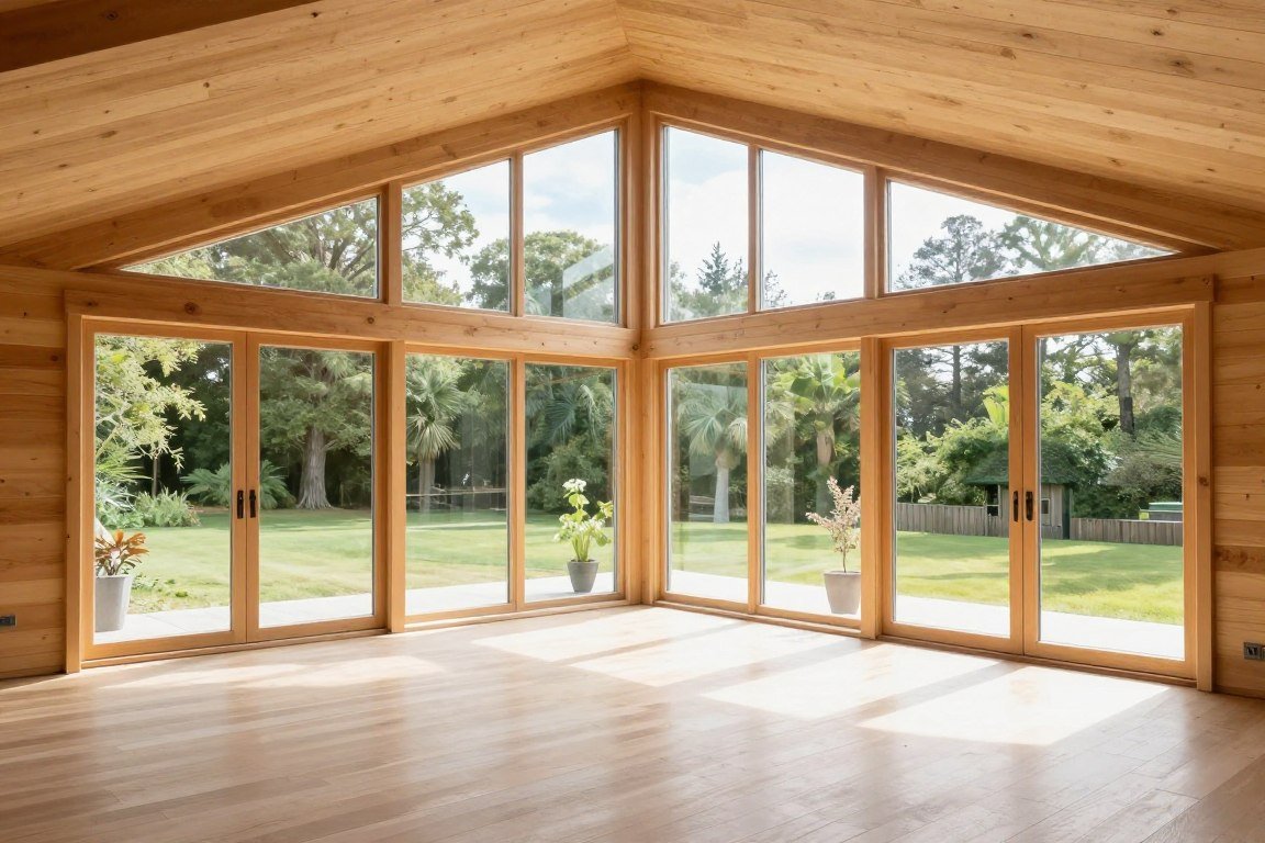 Large windows in shed house