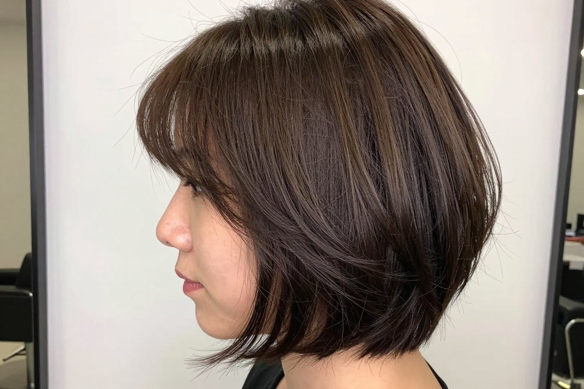 Layered bob haircut with soft texture for thin hair showing movement