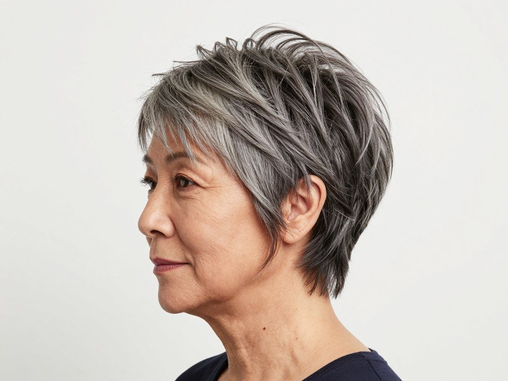 Layered pixie with dramatic crown height