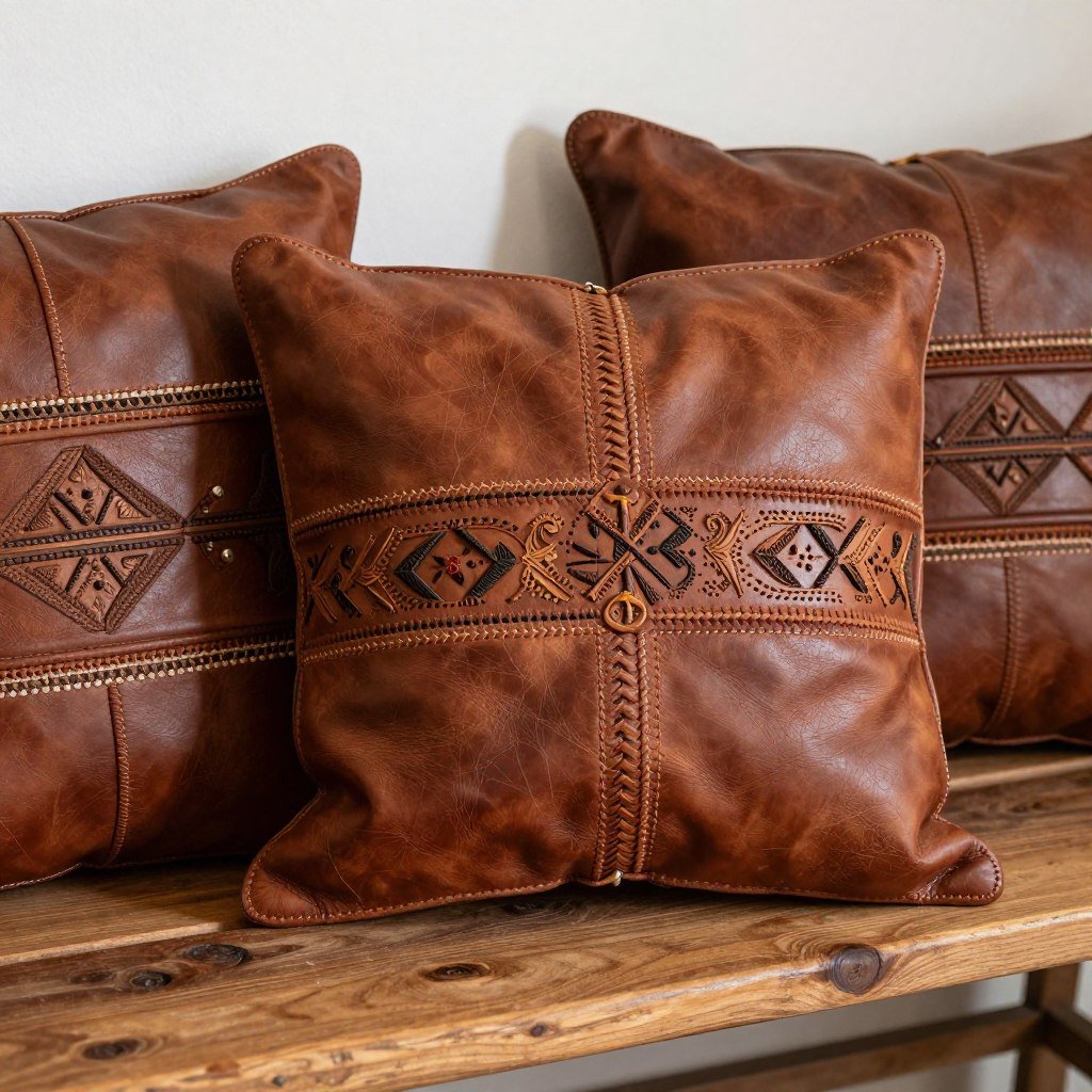 Leather cushions on Mexican style furniture