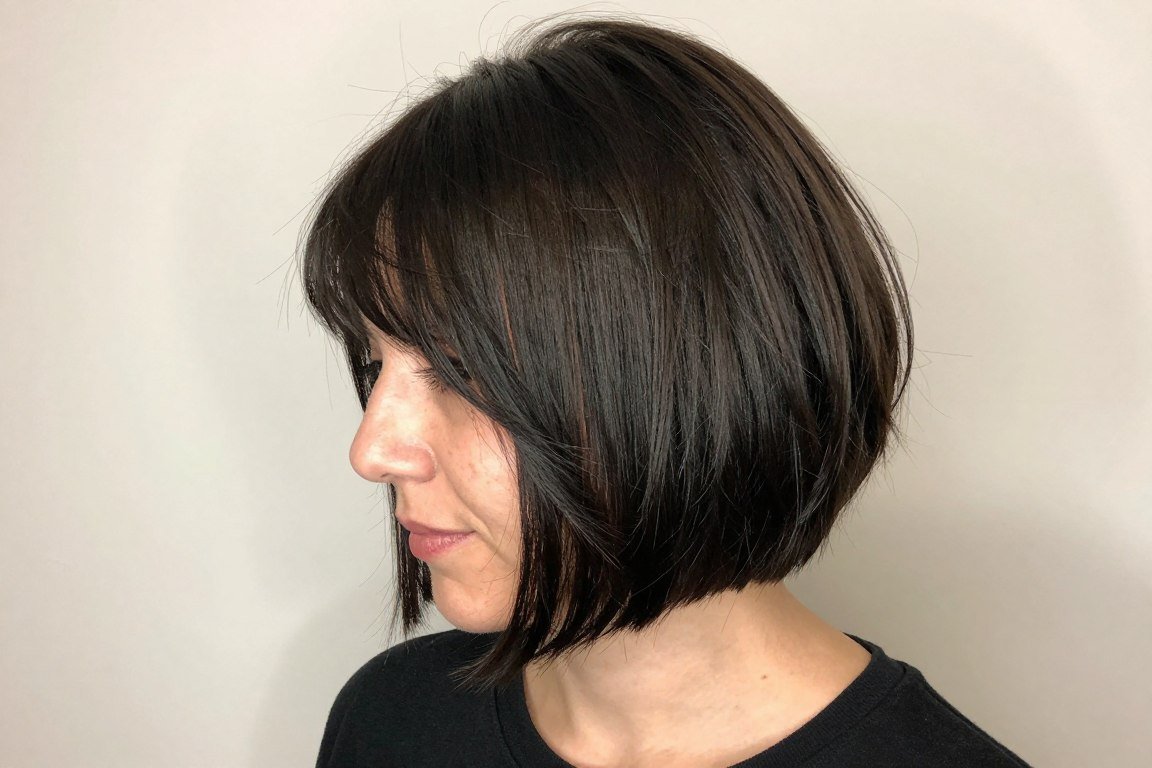 Long choppy bob lob with textured ends creating movement for fine hair