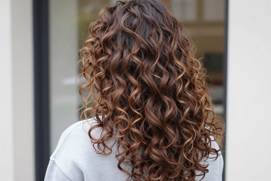 Long curly layered haircut with volume