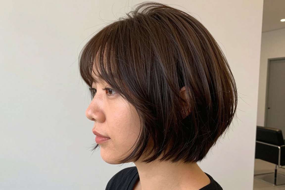 Low-maintenance choppy bob requiring minimal styling for fine hair volume