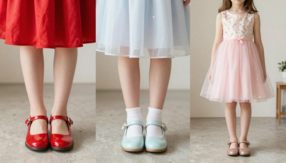 Mary jane shoes coordinated with holiday dresses