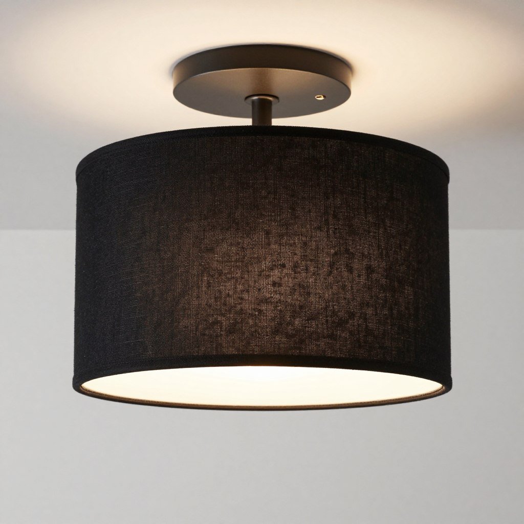 Matte black drum shade semi-flush mount ceiling light