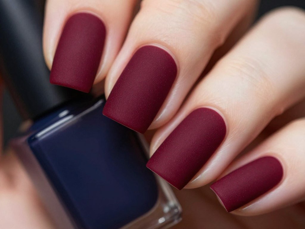 Matte finish July nails showing velvet texture and sophisticated appearance