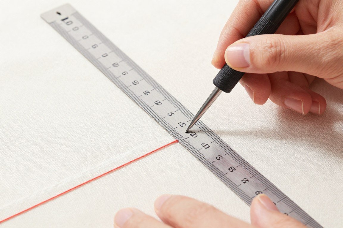 Measuring and marking an even hem on fabric
