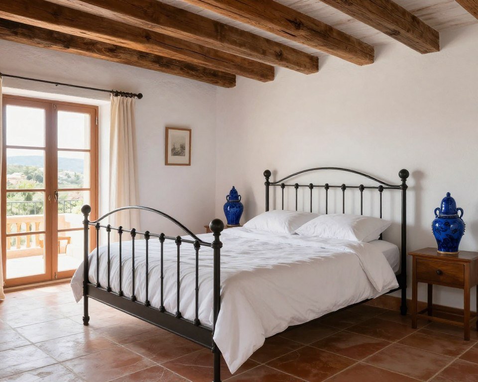 Mediterranean bedroom in shed house