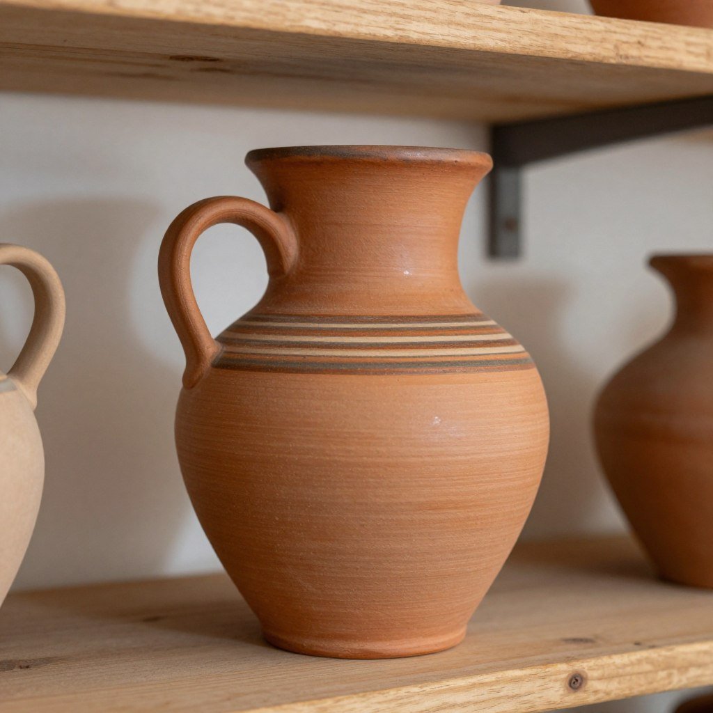 Mexican clay pottery vase with traditional design