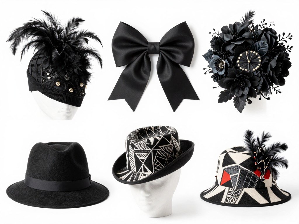 Mix of statement derby hats showing various bold designs