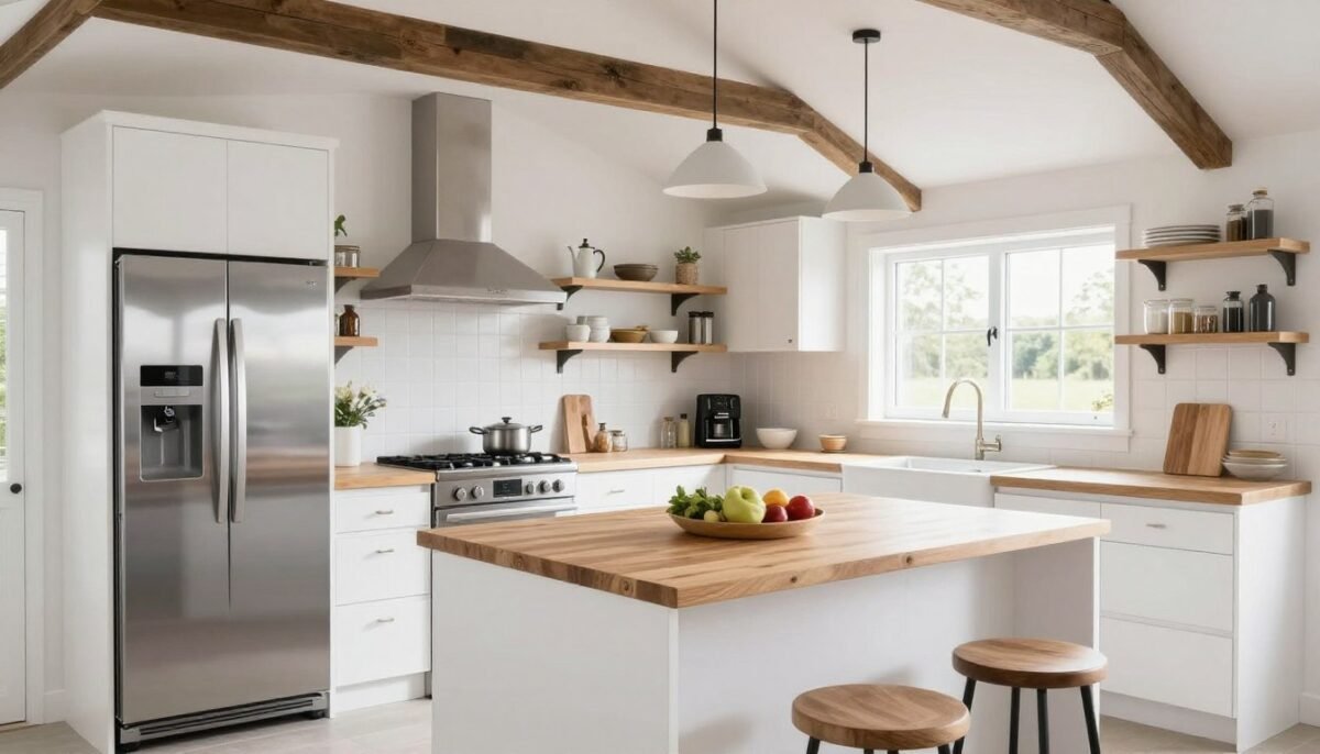 Modern minimalist kitchen area in 16x40 shed house