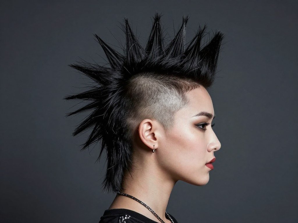 Mohawk pixie haircut with shaved sides