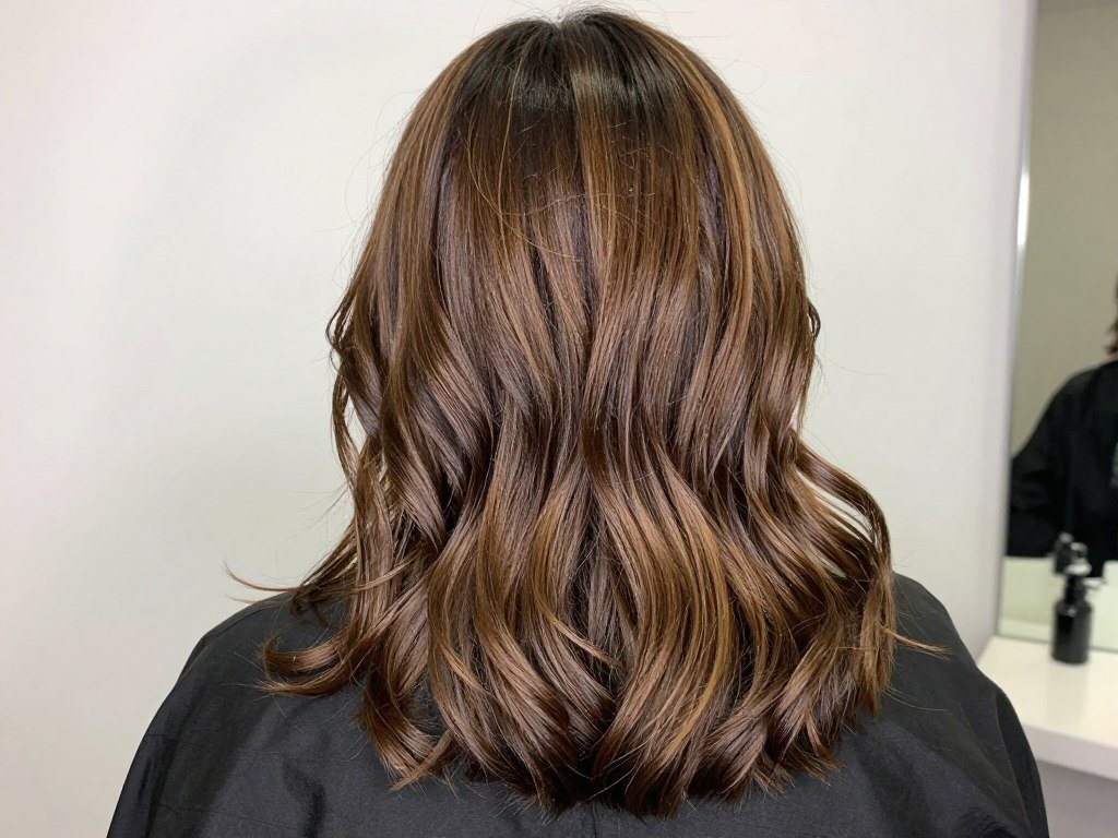 Natural hair color enhanced with gloss treatment