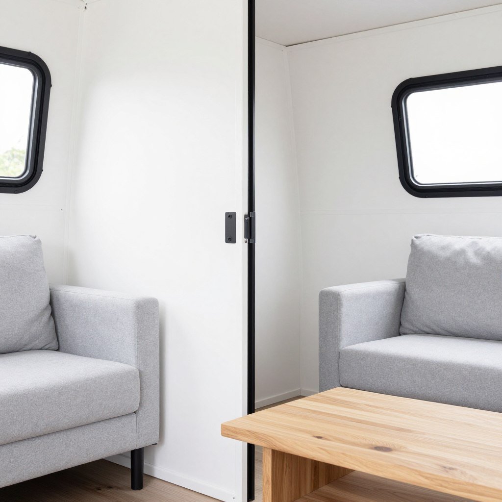 Neutral color palette in modern shed house interior