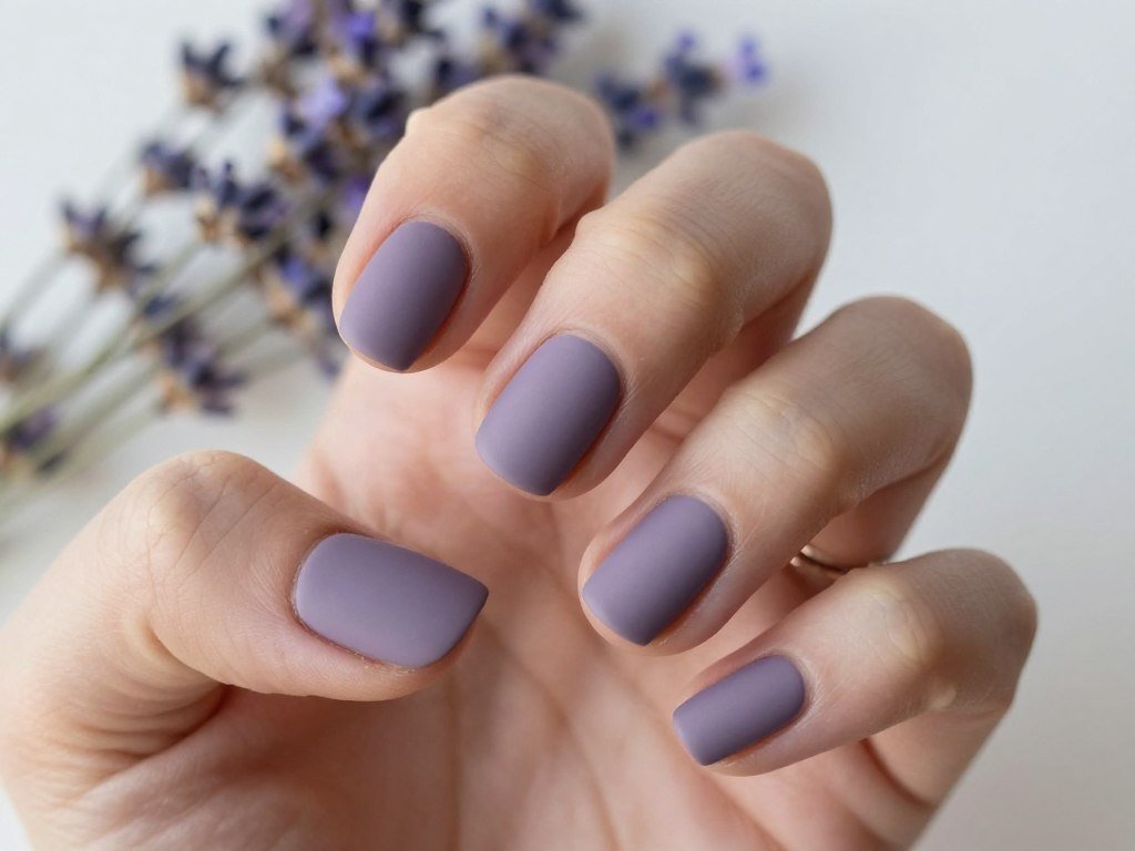 November nail ideas in muted lavender shade