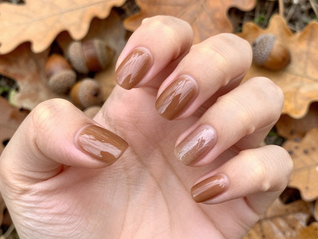 November nails in acorn brown shade