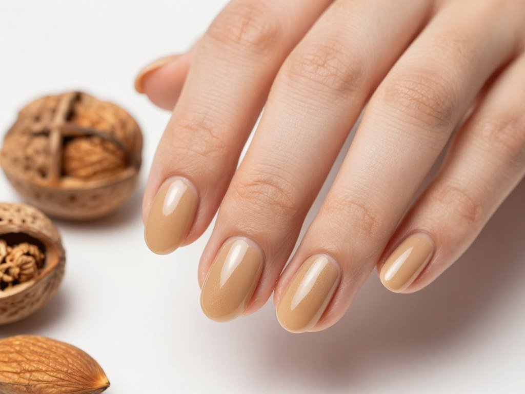 November nails in toasted almond neutral shade
