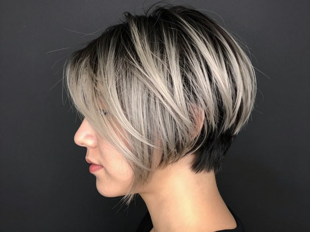 Ombre pixie haircut with color transition
