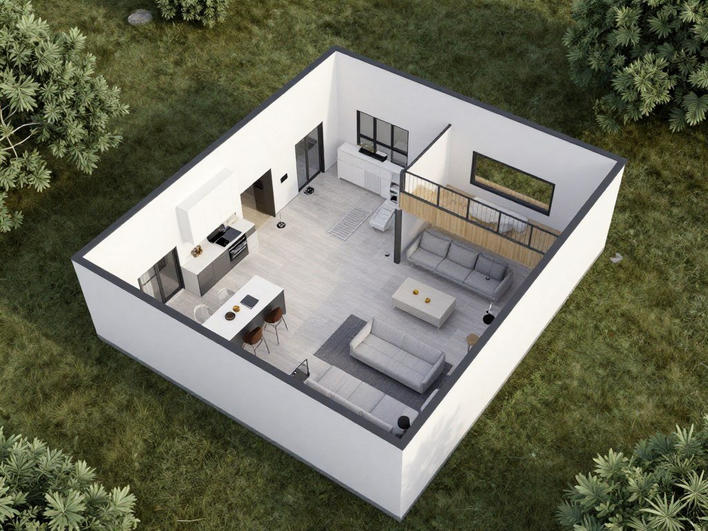 Open floor plan layout in modern 16x40 shed house