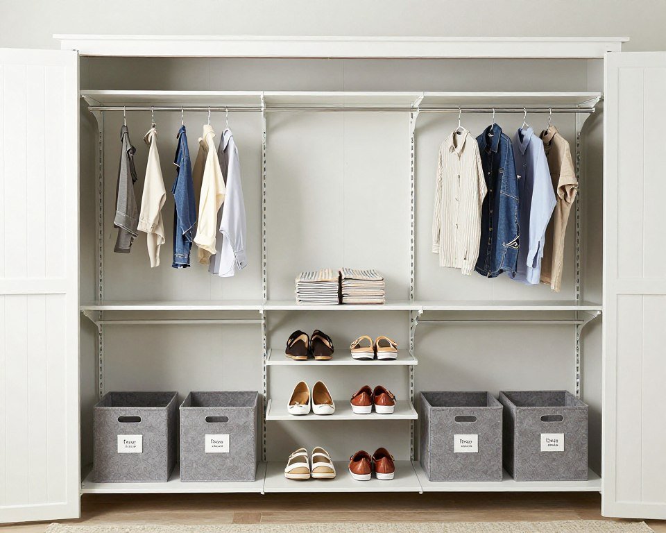 Organized closet in shed house