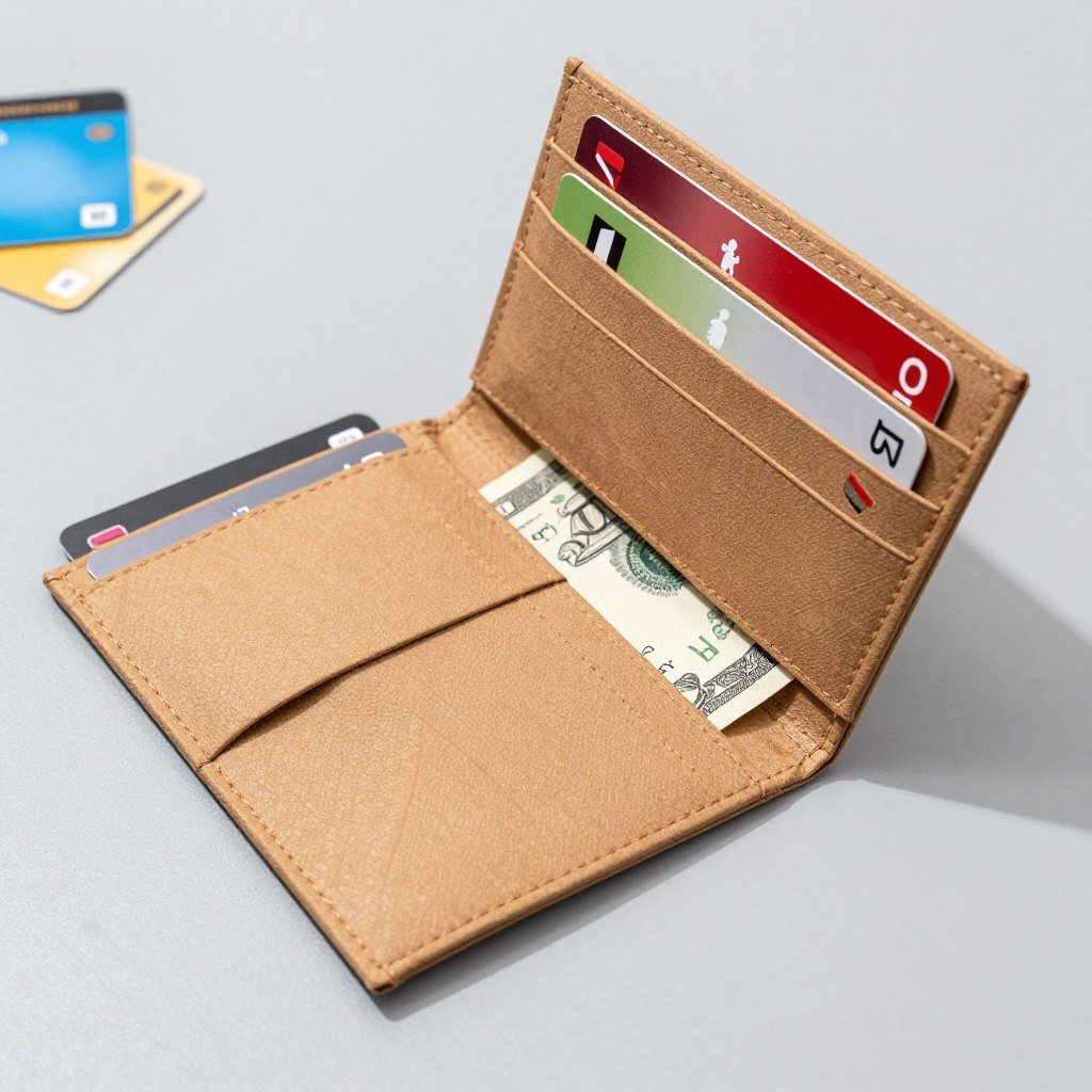 Origami wallet with multiple card slots and a bill compartment shown open