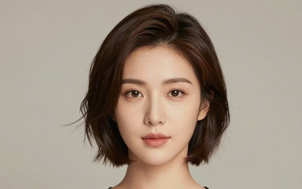 Oval face shape with short haircut for thin hair