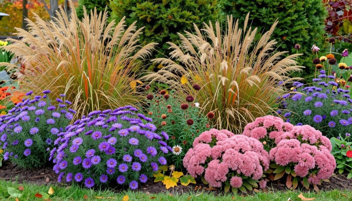 Perennial border showing four-season planning