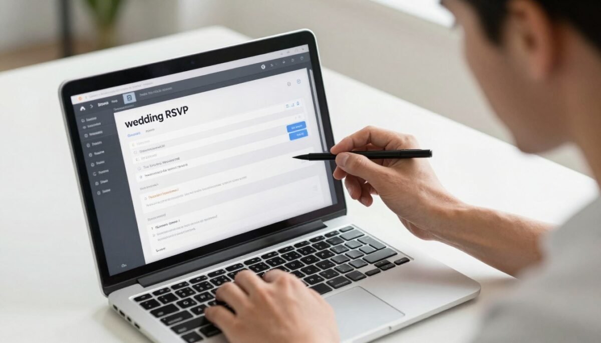 Person updating RSVP response on Minted wedding website