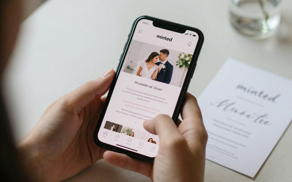 Person using smartphone to search for wedding website