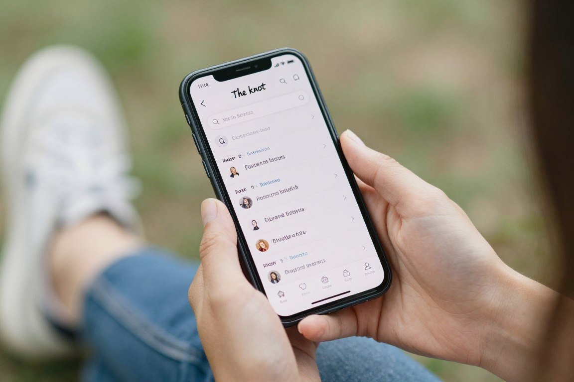 Person using smartphone to search for wedding website