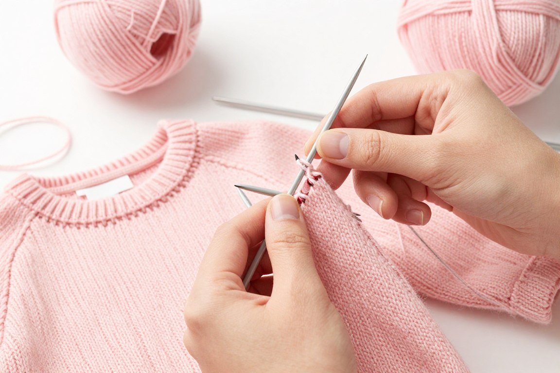 Picking up stitches at sleeve underarm