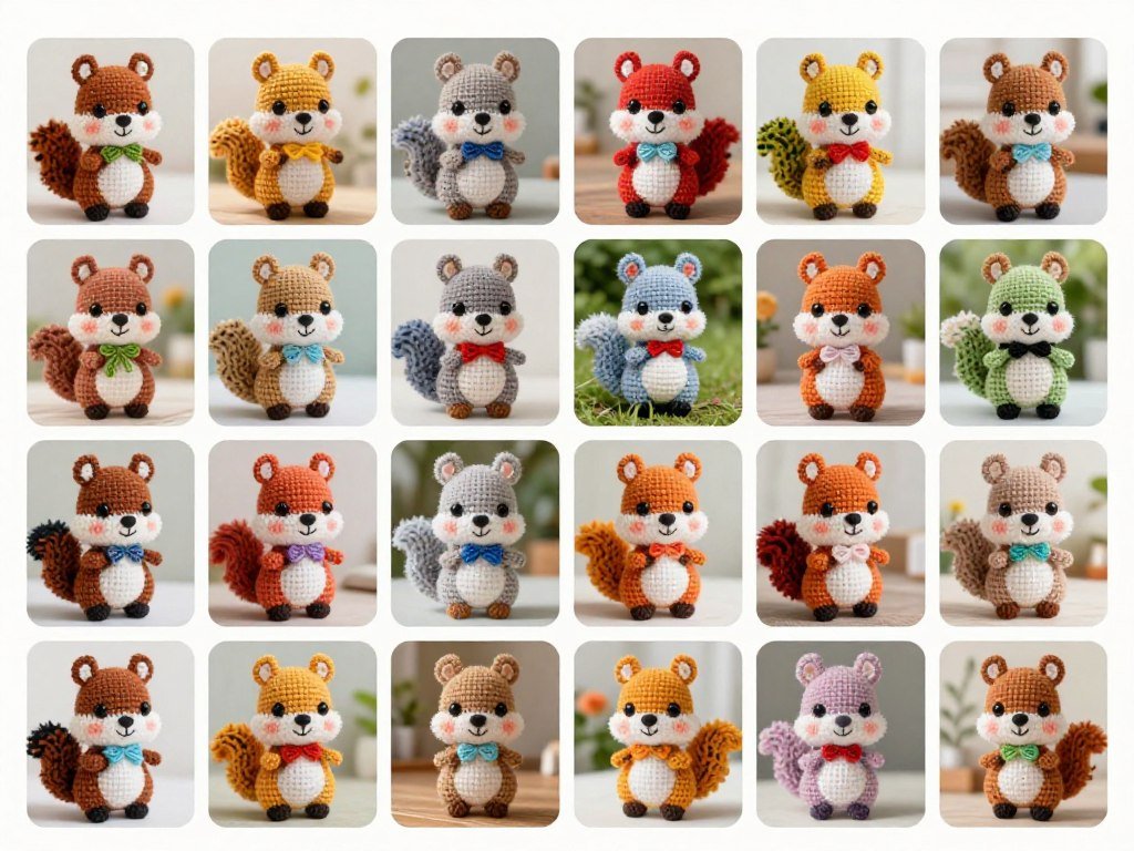 Pinterest board featuring various crochet squirrel patterns