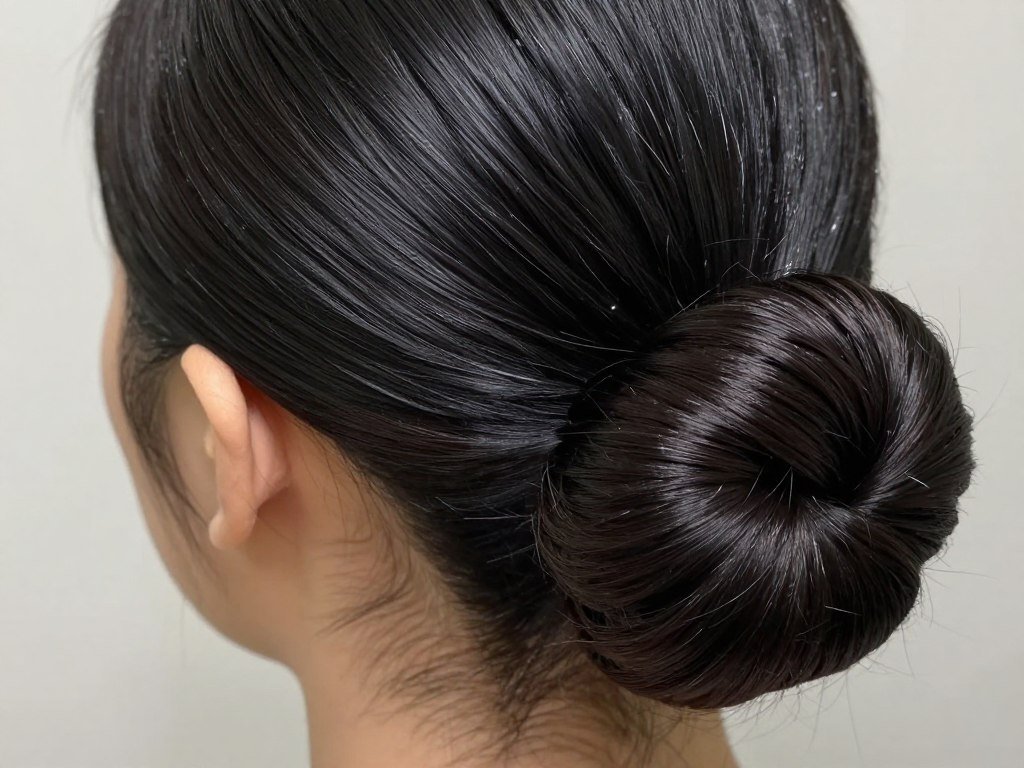 Polished ballerina bun showing sleek edges and elegant styling