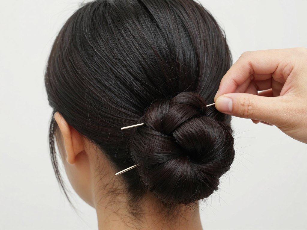 Ponytail bun showing wrapping detail and polished finish