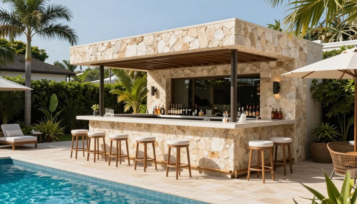 Poolside outdoor bar with easy access from pool area