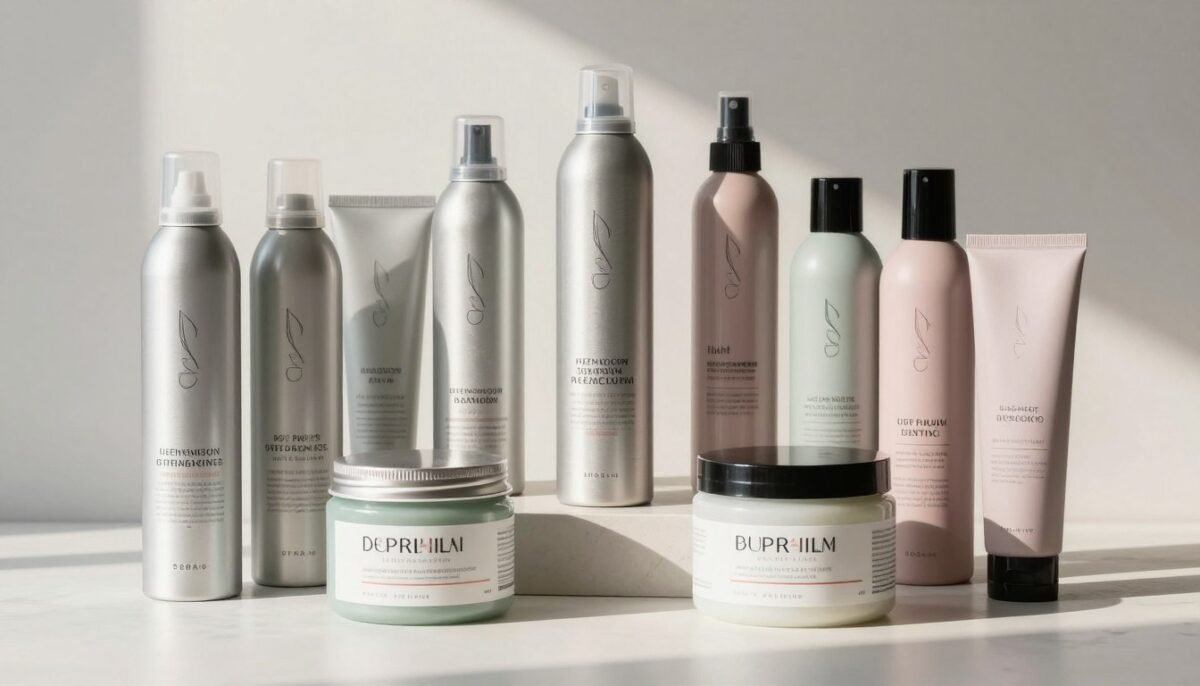 Product lineup for styling short gray hair