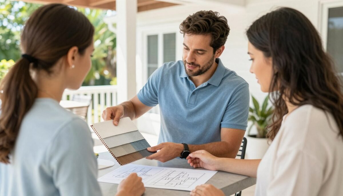 Professional designer helping with lanai decorating consultation