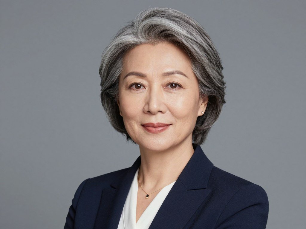 Professional short gray hairstyle for corporate settings